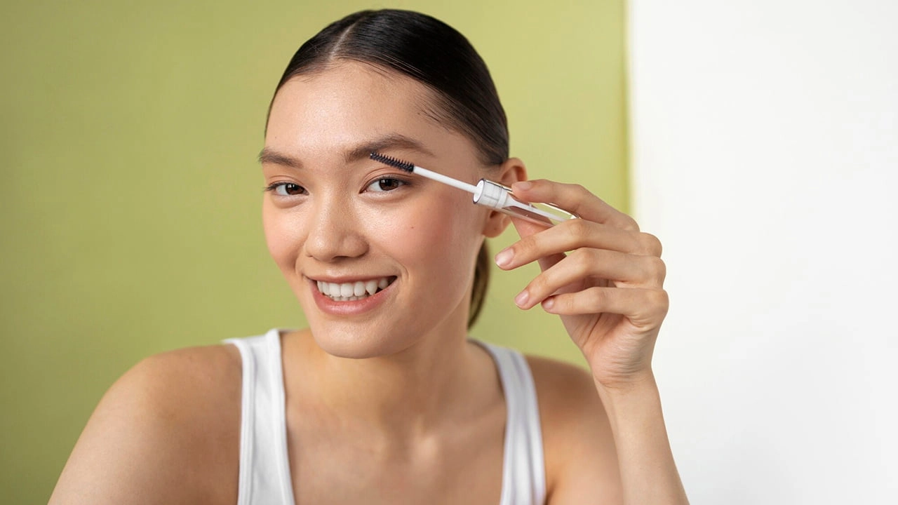 front-view-korean-woman-using-brow-gel - RYSUN