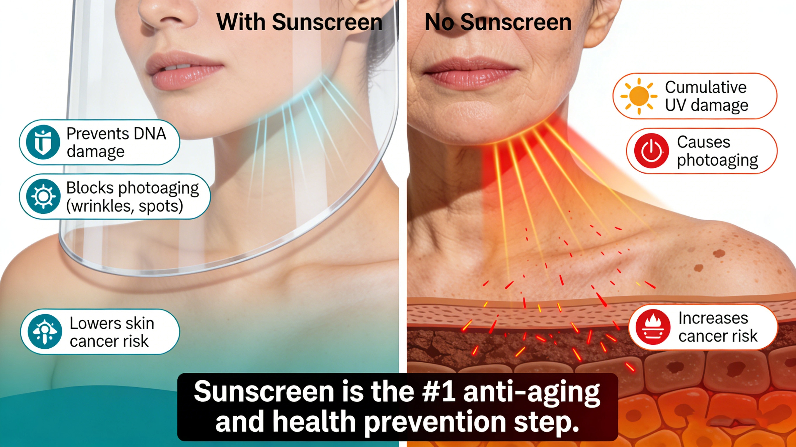 sunscreen vs no sunscreen - RYSUN